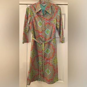 TRINA TURK cotton shirtdress, size 10, USA made, excellent condition.